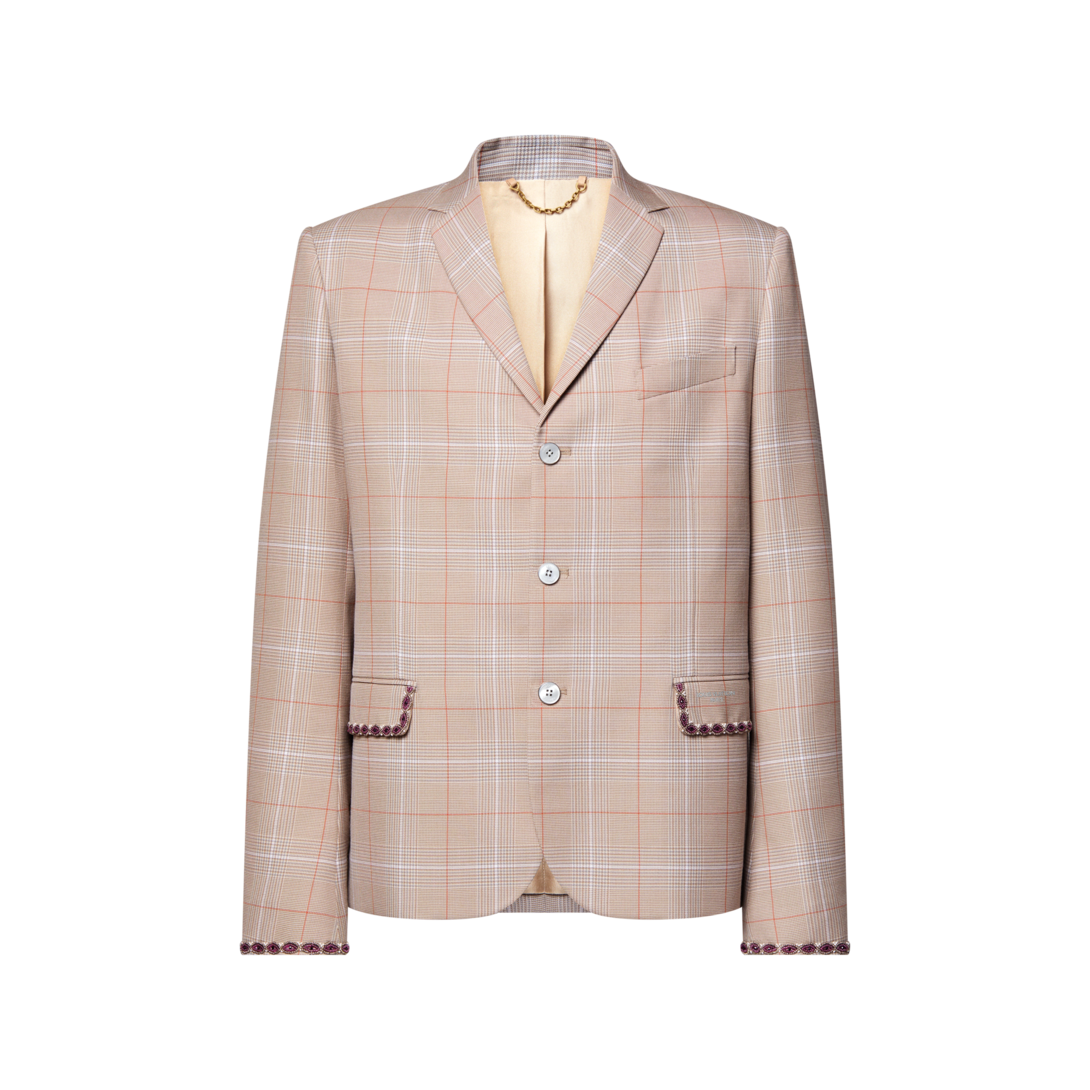 Single-Breasted Jacket With Bead-Embroidered Details - For Men